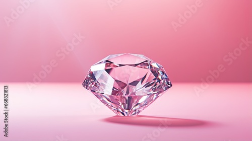  a pink diamond on a pink background with a shadow on the ground. generative ai