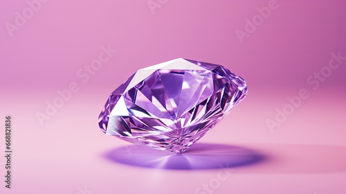  a purple diamond on a pink surface with a shadow on the ground.  generative ai