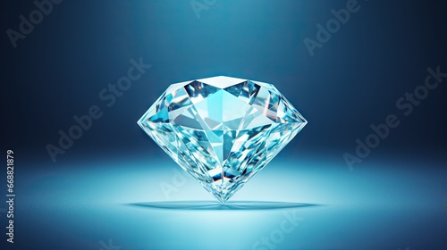  a blue diamond on a blue background with a shadow on the ground. generative ai