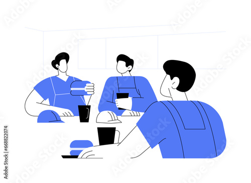 Construction site canteen abstract concept vector illustration.