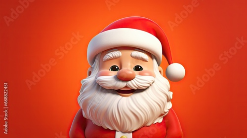  a santa claus figurine with a red background and a red background.  generative ai photo