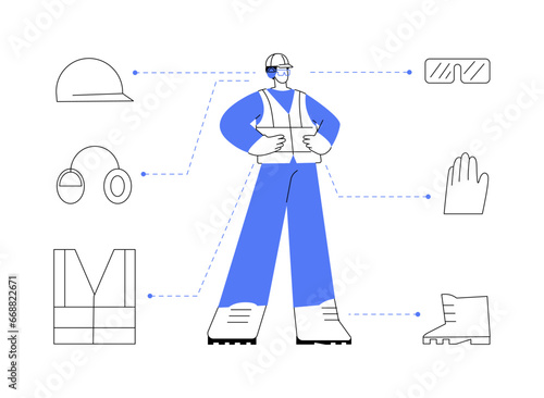 Construction PPE checklist abstract concept vector illustration.