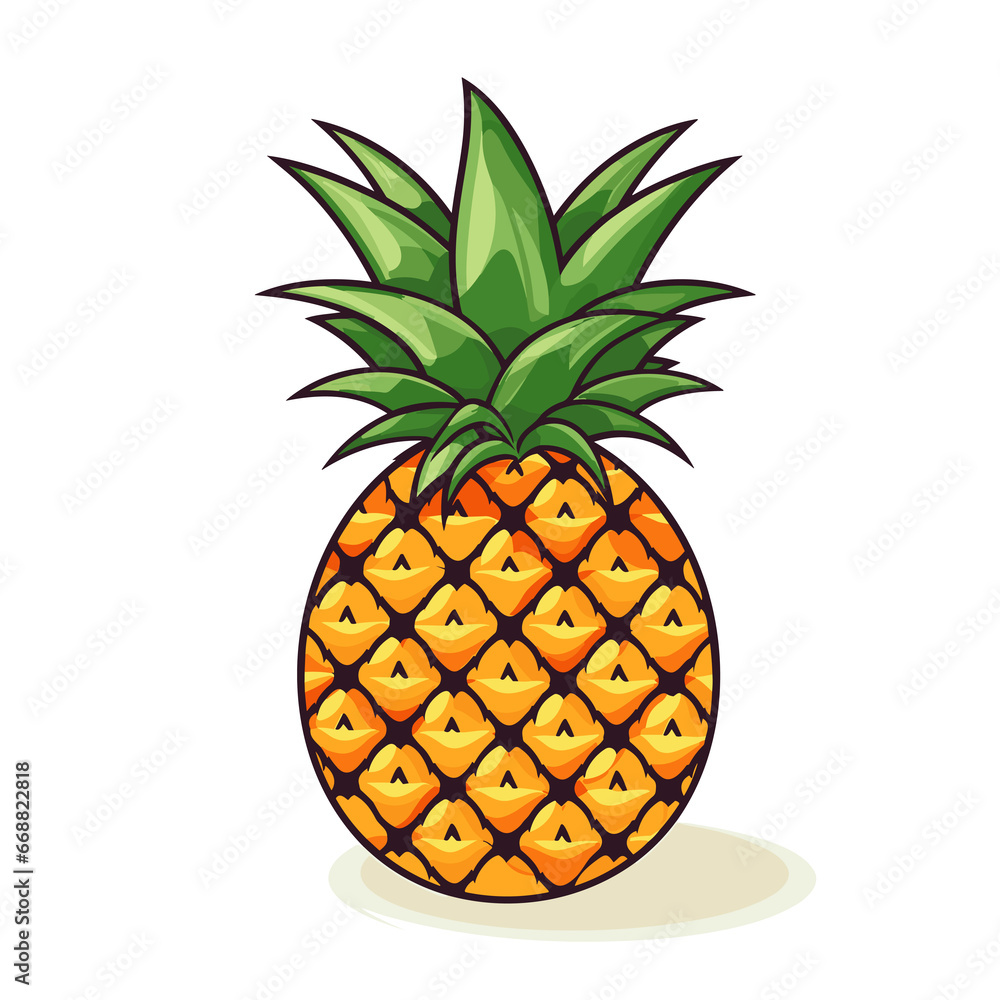 pineapple flat illustration on a white background pineapple flat illustration on a white background