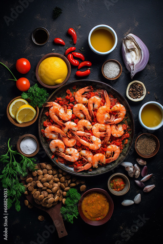 Paella Ingredients - Created with generative AI tools photo