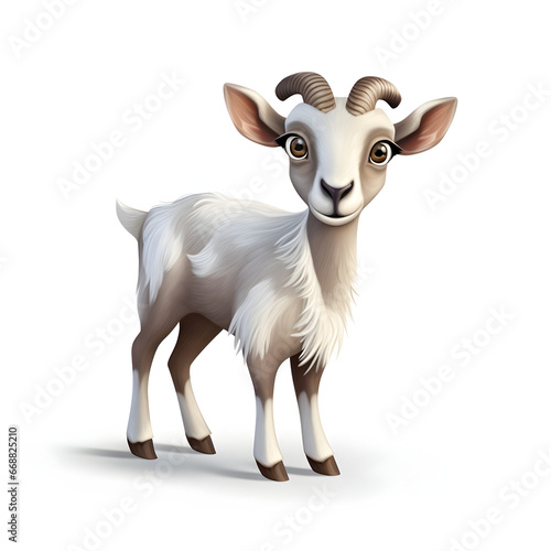 Isolated 3D rendered icon of a goat on white  goat cartoon 