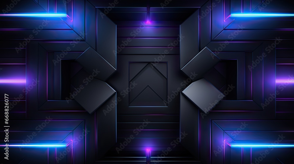 a dark background with blue and purple lights and a geometric design. generative ai a dark background with blue and purple lights and a geometric design. generative ai