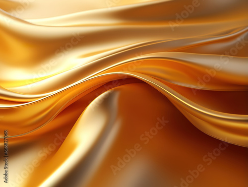 Digital gold and silver metal curve abstract graphic poster. Generative Ai
