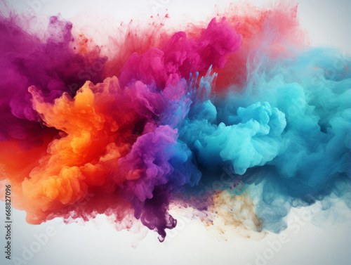 Colorful vibrant rainbow holi paint color powder explosion with bright colors. Generative Ai