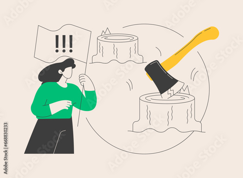 Deforestation abstract concept vector illustration.