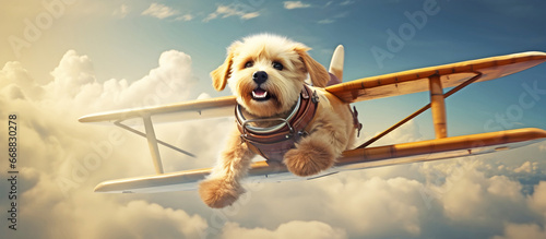 dog flying airplane. AI generated.  © RZ