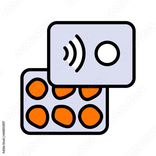 Earplugs in storage box color icon isolated on white background. Ear plug sign. Noise symbol. Sleeping quality concept. Vector illustration.