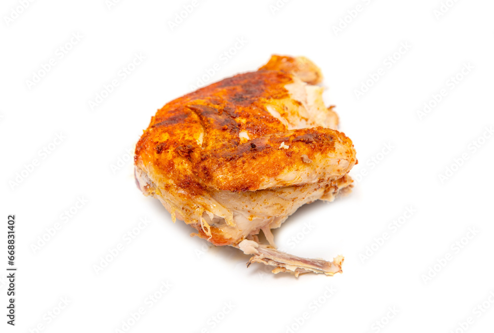 Fried chicken carcass on a white background. Fried chicken carcass on a white background.