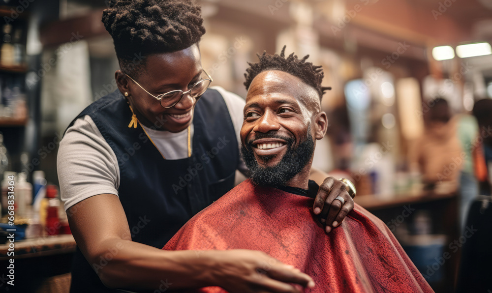 Barbershop Moments: Black Customers Receiving Haircuts