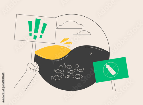 Plastic pollution abstract concept vector illustration.