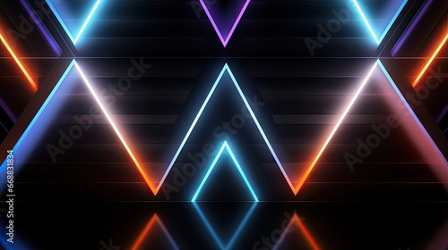  an abstract background with neon lights and a triangle shape in the middle. generative ai