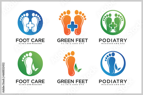 Set bundle podiatry Reflexology logo design unique concept Premium Vector