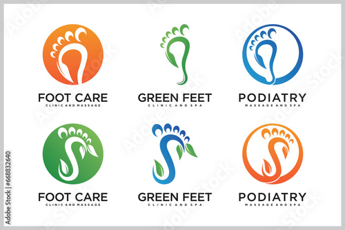 Set bundle podiatry Reflexology logo design unique concept Premium Vector