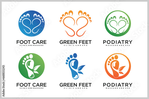 Set bundle podiatry Reflexology logo design unique concept Premium Vector