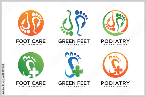 Set bundle podiatry Reflexology logo design unique concept Premium Vector