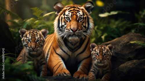 Family of tigers in the wild © Veniamin Kraskov