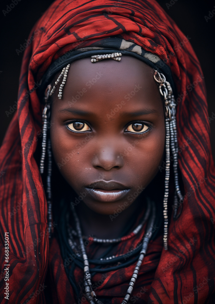 A Portrait of a Young Beautiful Tribal Girl-Dark and Moody Portrait