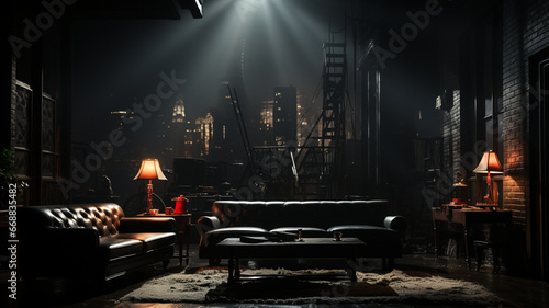 Wallpaper Mural Room design in semi-darkness like in Chicago style movies.  Torontodigital.ca