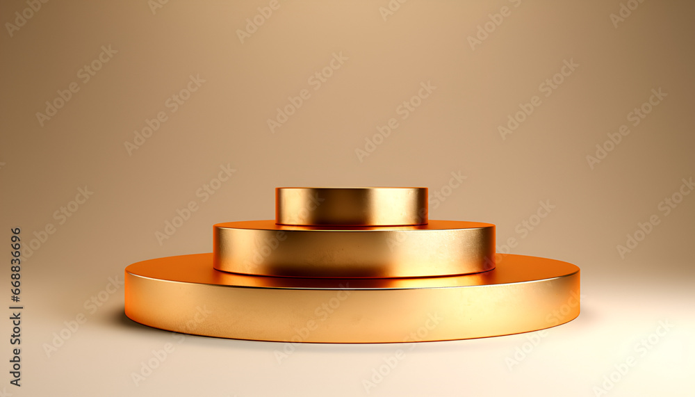 empty glowing golden podium for product presentation, podium for new product, promotion, and advertising, empty podium for product advertising. Generative AI empty glowing golden podium for product presentation, podium for new product, promotion, and advertising, empty podium for product advertising. Generative AI