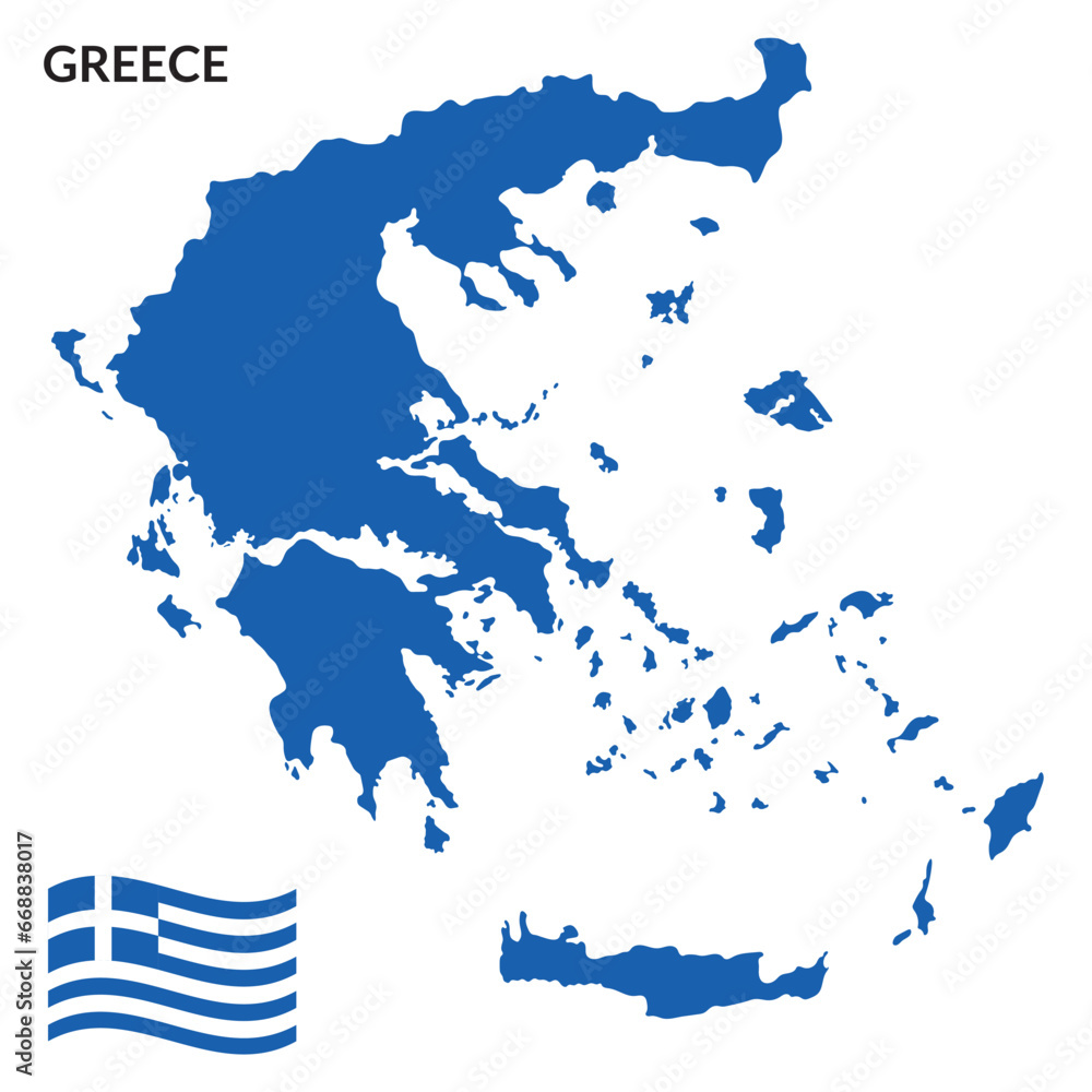 Map of Greece with Greece flag Map of Greece with Greece flag