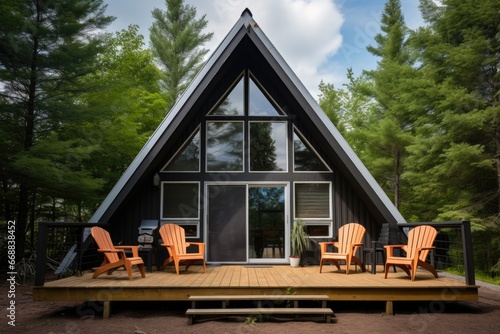 modern a-frame cabin with silver metal accents © Alfazet Chronicles