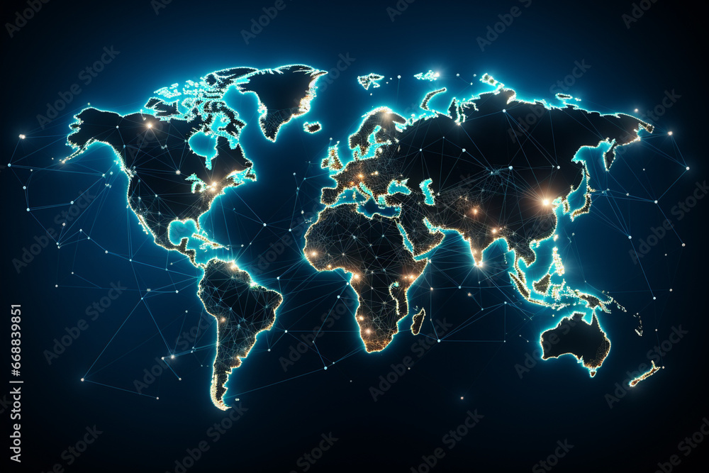Node connecting the world graphic, world map Node connecting the world graphic, world map