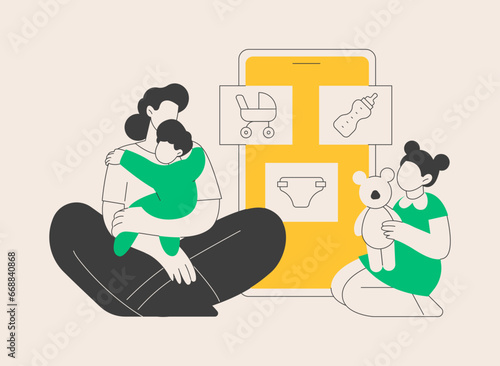 Babysitting services abstract concept vector illustration.