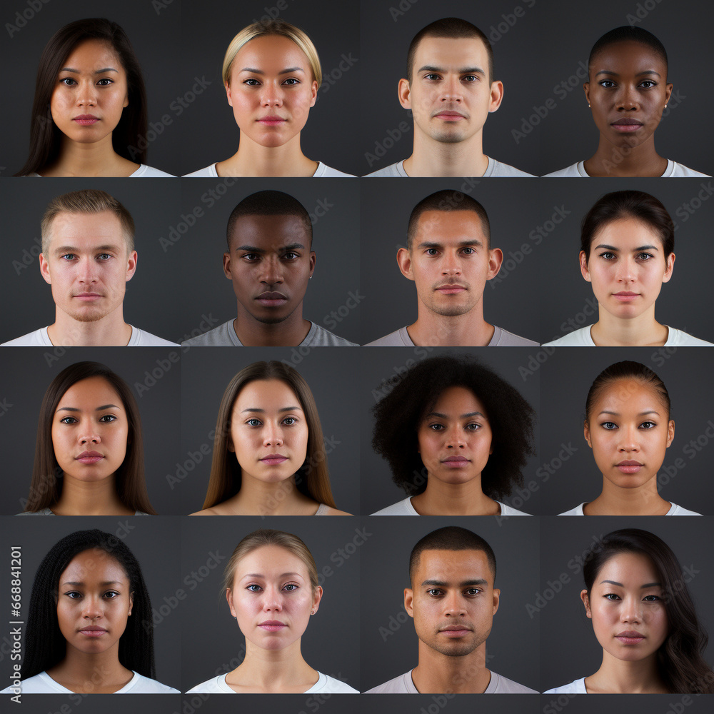 An image showing grid of the faces of many different people of different ethnic An image showing grid of the faces of many different people of different ethnic