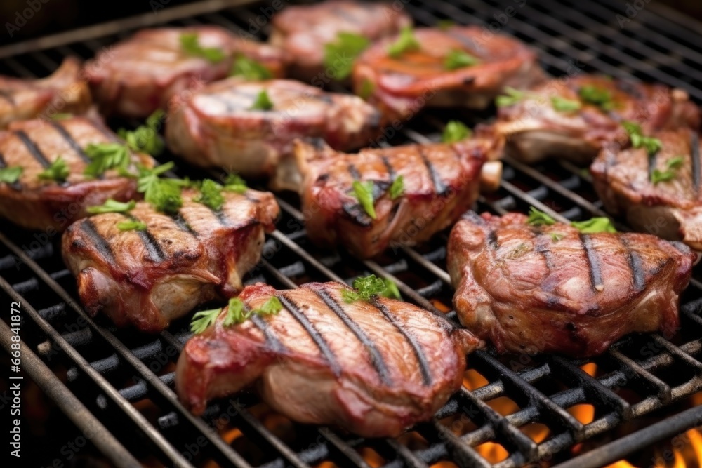 lamb chops arranged stylishly on a grill