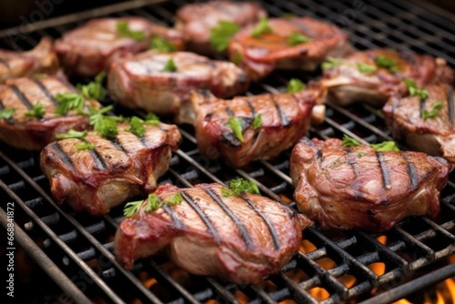 lamb chops arranged stylishly on a grill