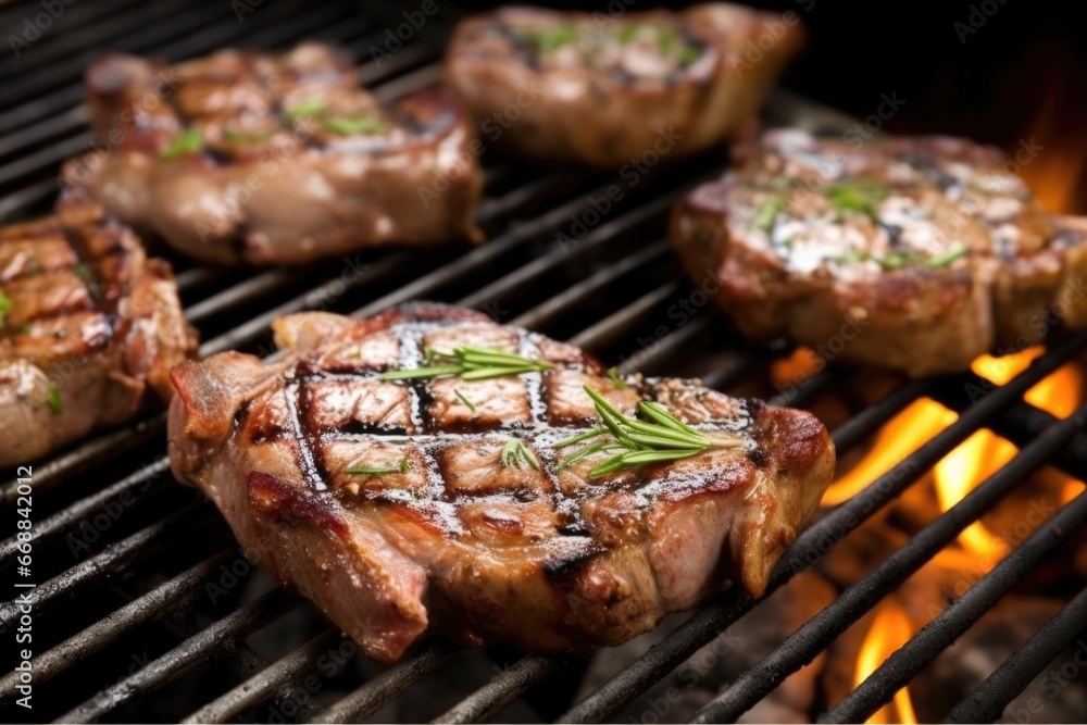 lamb chops on a simple barbeque grill