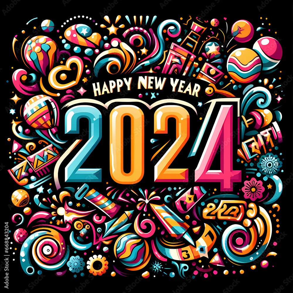 Happy new year 2024, abstract