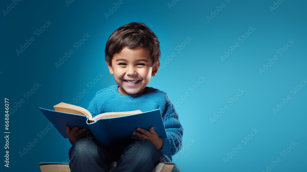 Little happy kid reading a book Little happy kid reading a book