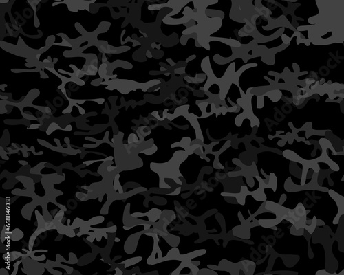 Camouflage Abstract Repeat. Seamless Paint. Black Camo Paint. Dark Vector Pattern. Tree Dirty Canvas. Military Vector Camoflage. Digital Gray Camouflage. Camo Seamless Brush. Fabric Gray Pattern.
