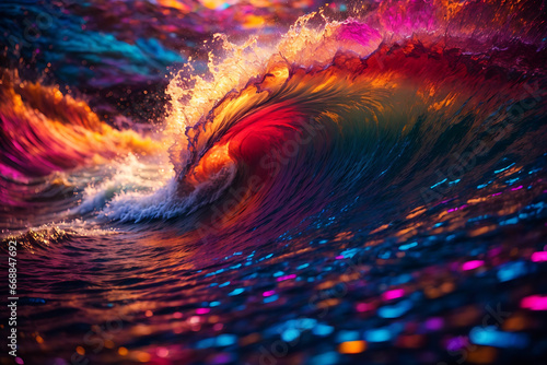 Beautiful wave in the ocean. Colorful abstract background