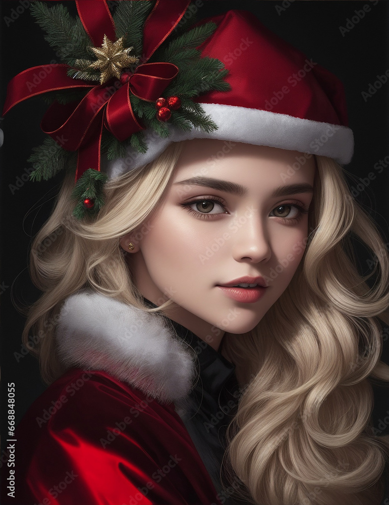 Christmas Style, portrait of a girl dressed in holiday attire Christmas Style, portrait of a girl dressed in holiday attire