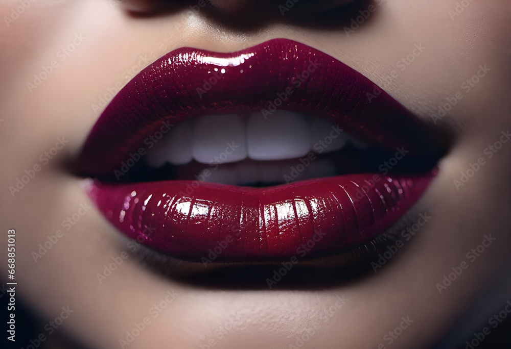 close up lips of woman with bright makeup close up lips of woman with bright makeup
