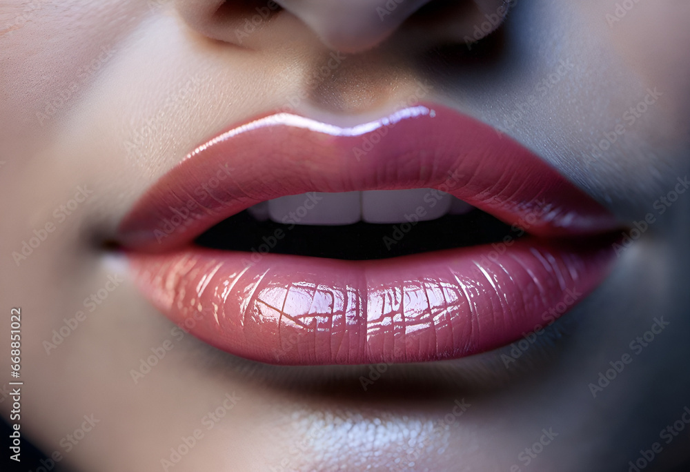 Obraz premium close up lips of woman with bright makeup