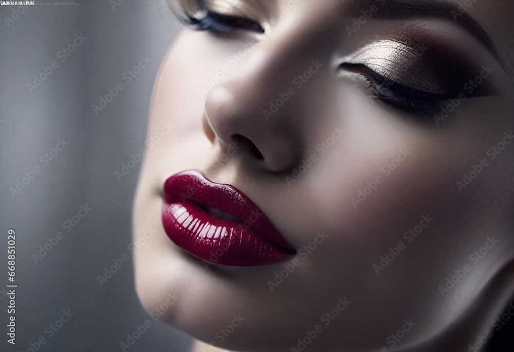 Fototapeta premium close up lips of woman with bright makeup 