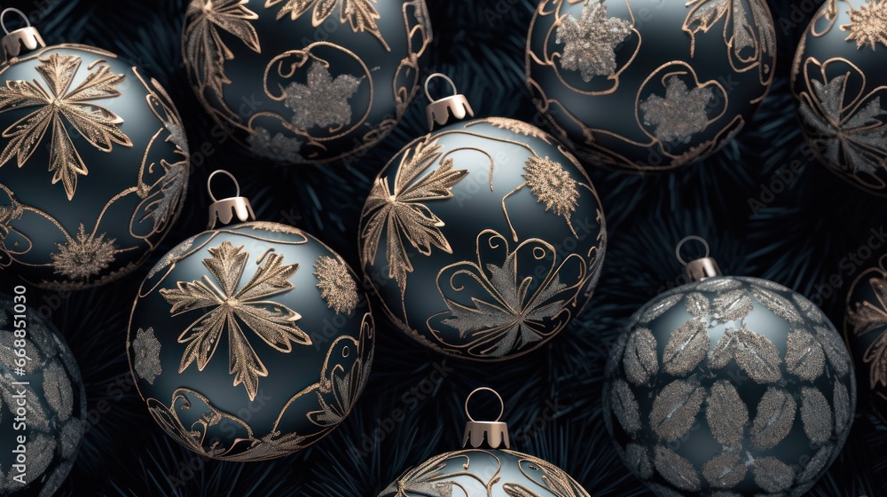 Doodle Ornaments -  Christmas Decorations in Line Drawing Style