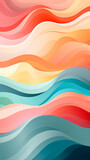 Illustration, a colorful rainbow design with a horizontal stripe pattern, in the style of organic forms, muted tones, light orange and pink, whimsical minimalist. Drawing, abstract background.