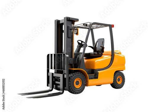 Forklift truck isolated on a transparent background, Forklift loader, Pallet stacker truck equipment at warehouse, Generative AI