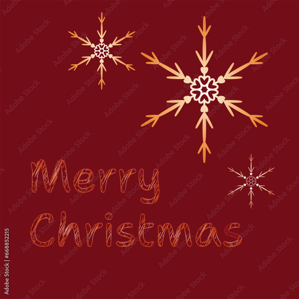 Embrace Season's Greetings Exquisitely Crafted Vector Card Adorned Intricate Snowflakes Perfect Addition Winter Collection Text Merry Christmas Red background Holiday mood Square classic format Joyful
