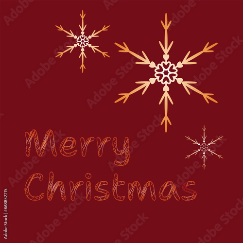 Embrace Season s Greetings Exquisitely Crafted Vector Card Adorned Intricate Snowflakes Perfect Addition Winter Collection Text Merry Christmas Red background Holiday mood Square classic format Joyful