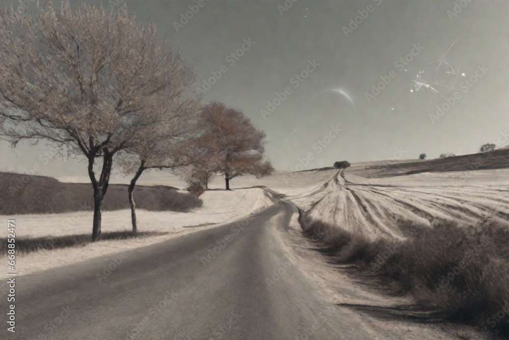 Fototapeta premium road in the snow generated ai