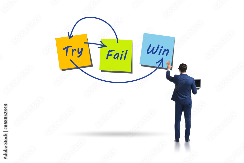 Business concept of try fail win Business concept of try fail win